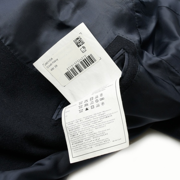 SUITSUPPLY Pure Wool Navy Overcoat Vicenza Int J4611 USA 38 Free CANALI Silk Tie - Picture 11 of 16